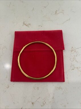 Gold Bangle Bracelet with Red Velvet Pouch